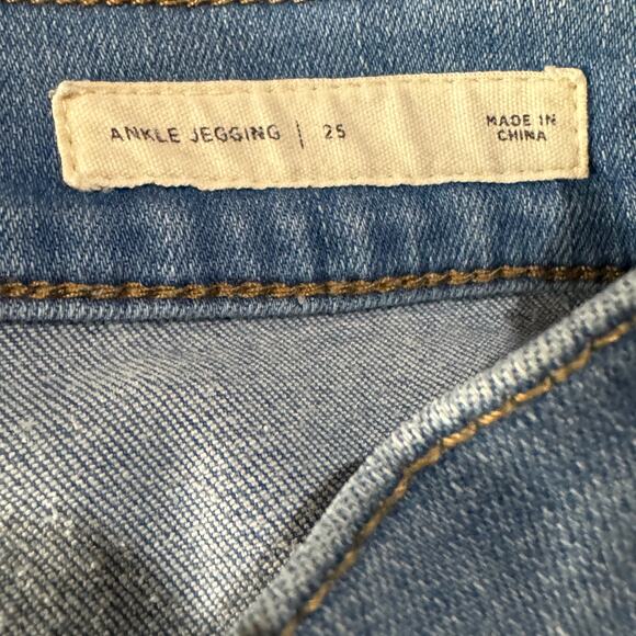 PacSun SZ 25 Ankle Jeggings Jeans Low-Rise Frayed Step Hems Zip-Fly Light Wash - Picture 8 of 11